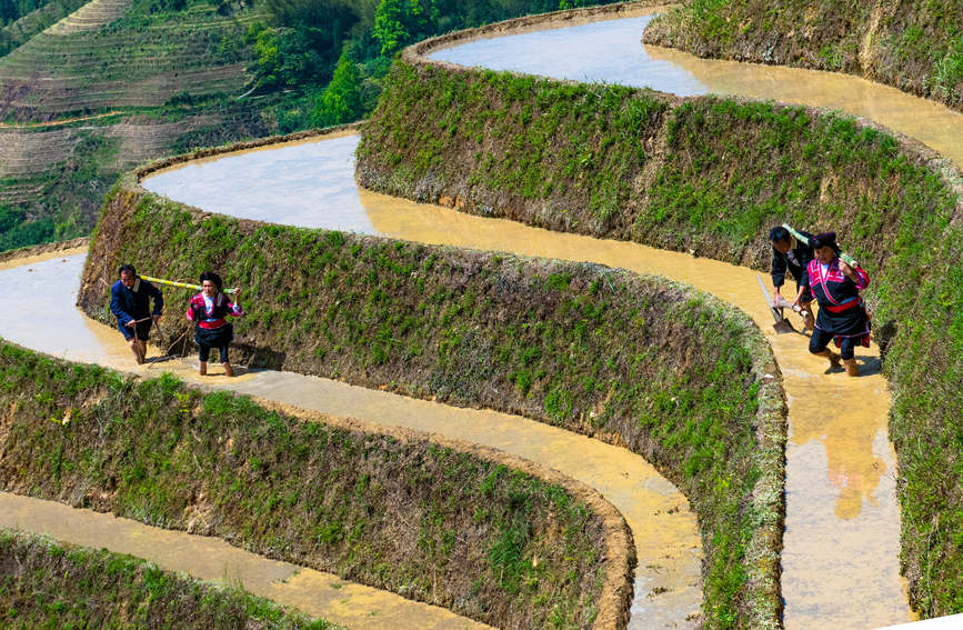 村民在梯田上劳作。潘志祥摄