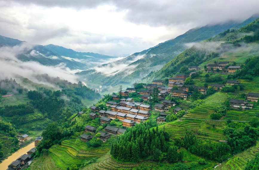 金江村依山而建的特色民宿。潘志祥摄