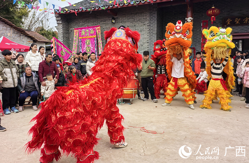 活动现场舞狮表演。人民网 付华周摄